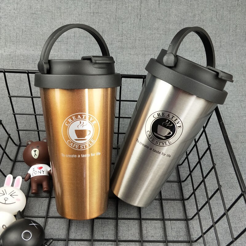 500ML Coffee Mug 304 Stainless Steel Travel Mug Double Wall Vacuum Insulated Tumbler Wide Mouth Tea Cup with Lid