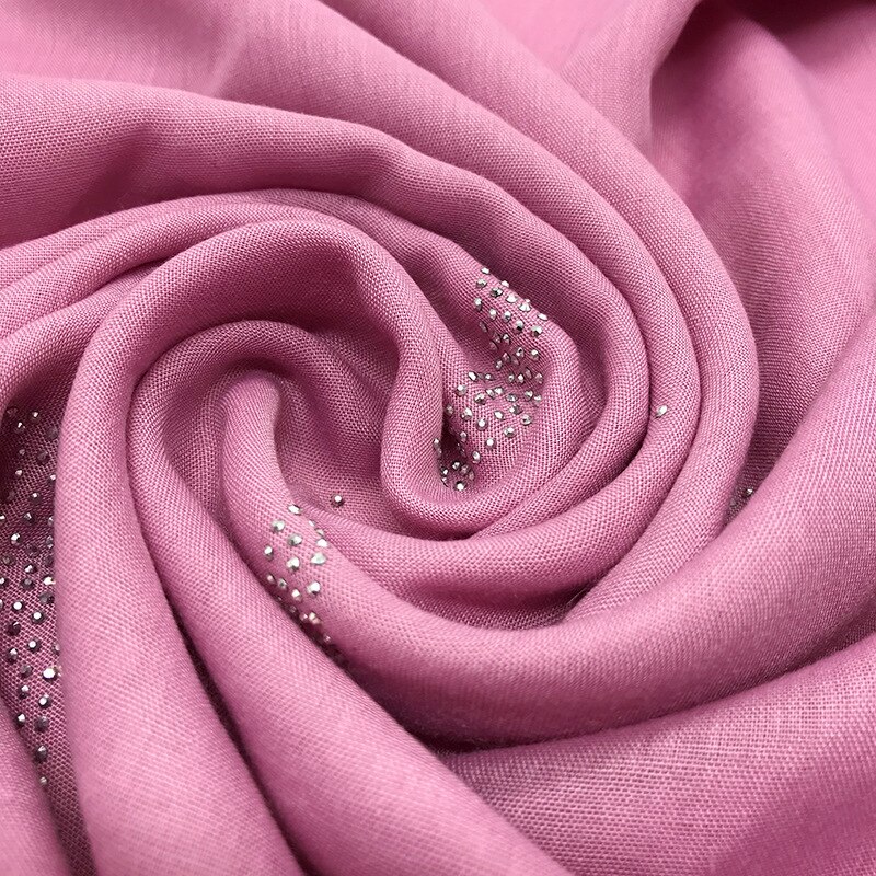 1PC musulman foulard bandana solide écharpe chaude strass châles carré pashmina femmes populaire silencieux islamique hijab