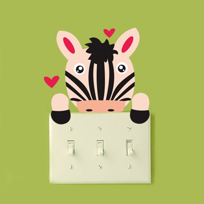 1Pcs Cute Animals Wall Stickers Waterproof Kids Rooms Accessories Wallpaper PVC Removable Home Decor Switch Sticker
