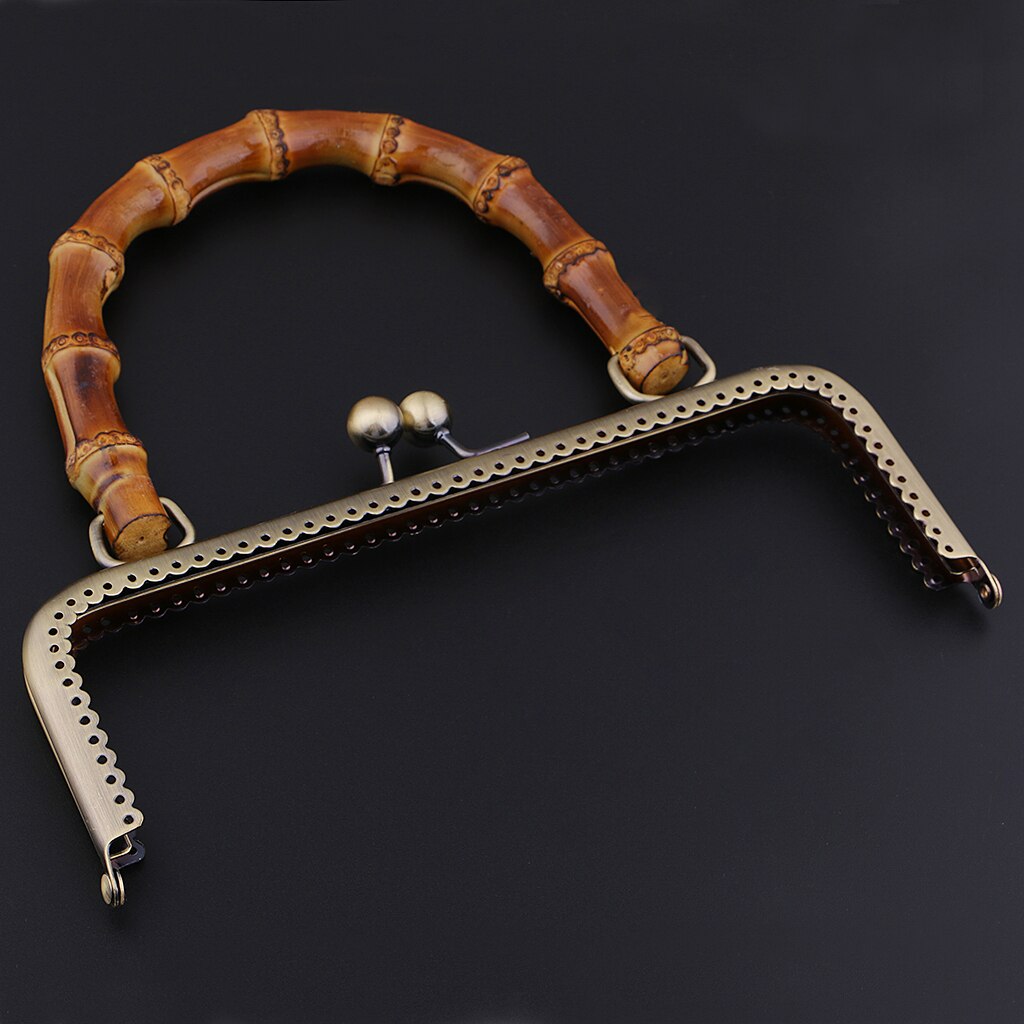 20/25/27cm Metal Purse Bag Frame Kiss Clasp Lock With Bamboo Shaped Handle: Bronze 20cm