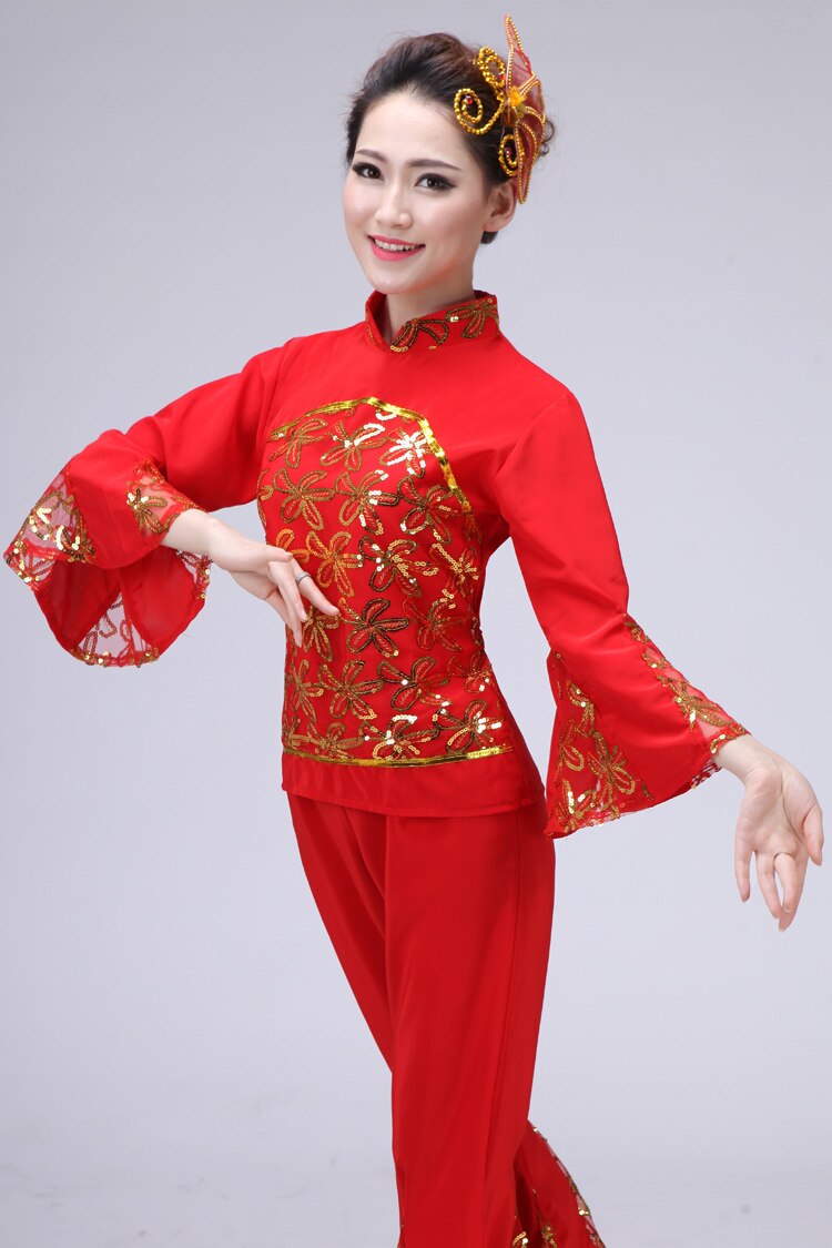 Adult Chinese Folk Dance Clothing Yangko Dance Costumes Drum Fan Dance Square Dance Wear Chinese Costume