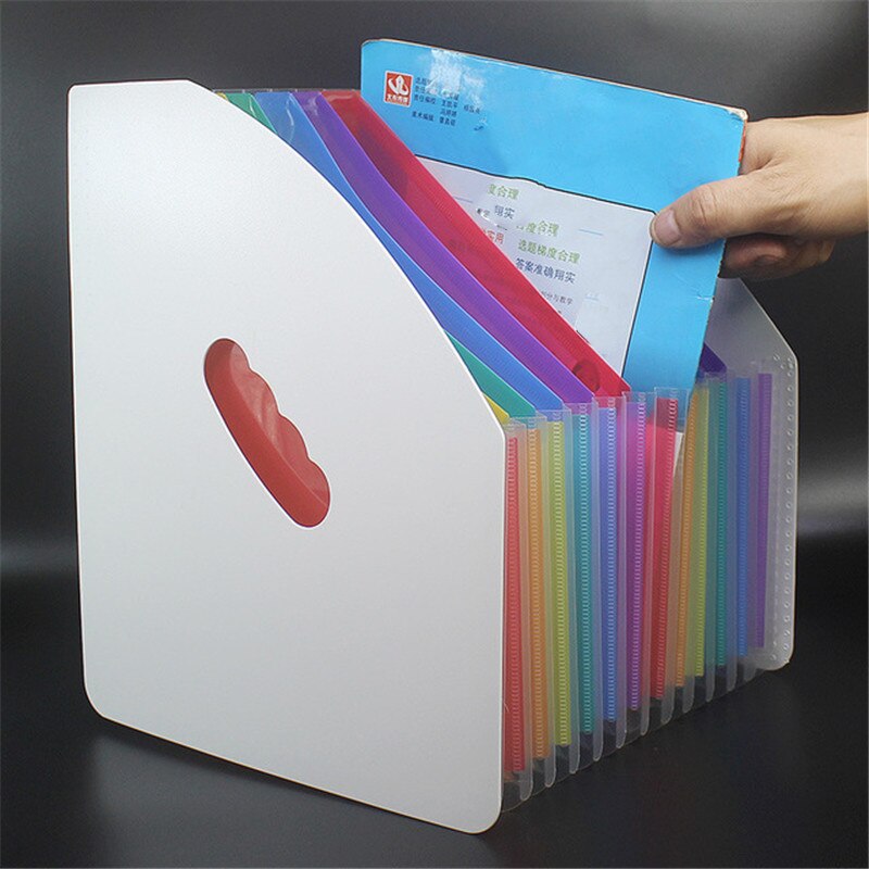 A4 Expandable Accordion Folder Rainbow Mini Standing File Basket Student Paper Storage Folder 13 Pockets Office Data Management