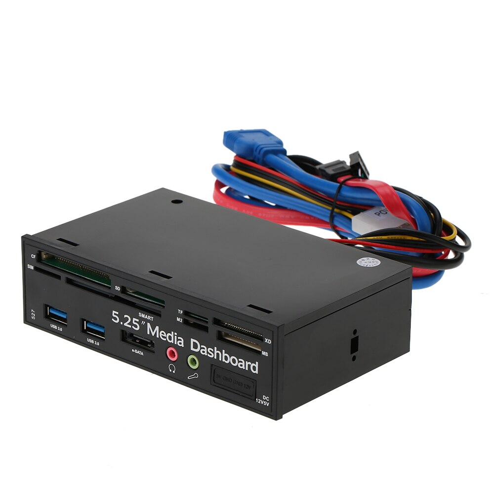 Multi-Function USB 3.0 Hub eSATA Port Internal Card Reader Dashboard Media Front Panel Audio for SD MS CF TF M2 MMC Memory Cards