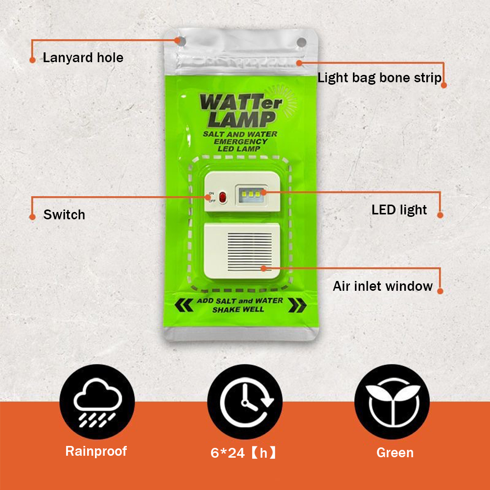 Lámpara LED portátil de agua salada para exteriores, lámpara de emergencia reutilizable para pesca nocturna, ahorro de energía, suministros de viaje