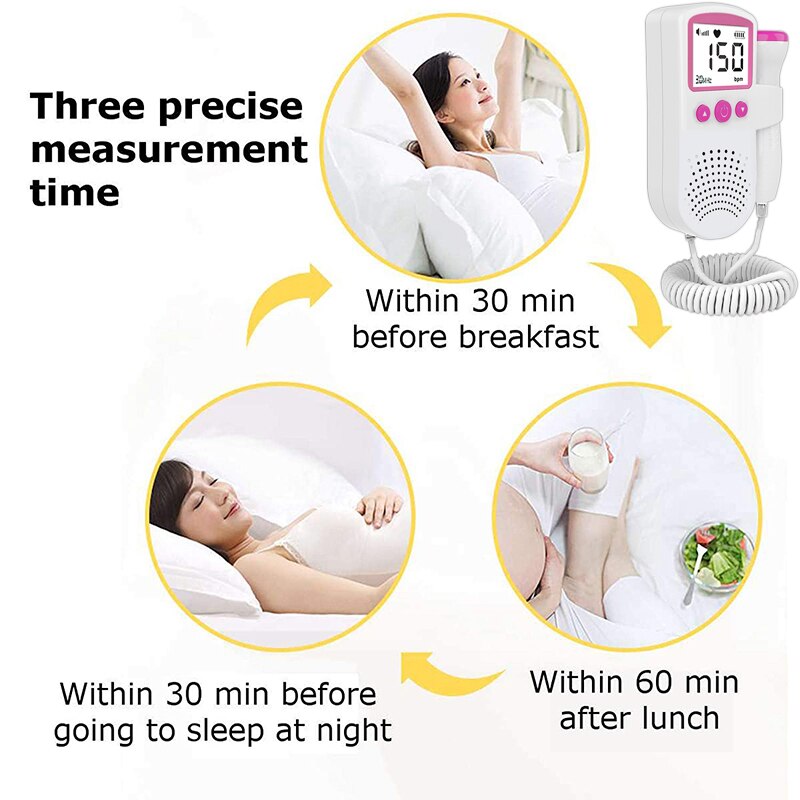 Portable Fetal Monitoring Baby Monitor Ultrasonic Baby Monitor 3.0MHz Pocket Ultrasonic Fetal Heartbeat Detector for Pregnant