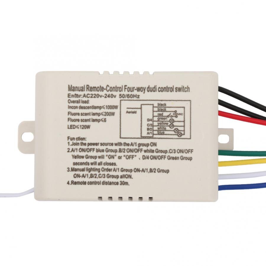 4 Ways ON/OFF 220V Digital Wireless Wall Light Receiver Transmitter Remote Control Switch YAM-804