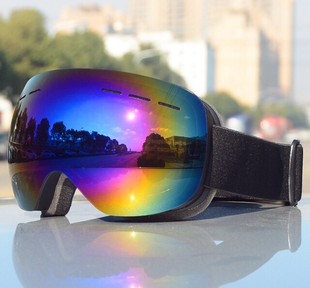 Winter Windproof Skiing Glasses Goggles Outdoor Sports Glasses Ski Goggles UV400 Snow blindness prevention Sunglasses: Bluelens Blackframe