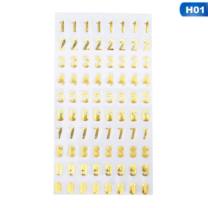 1 st 9.5X17.5 cm Zilver/Goud Digitale Engels Brief Numbers Decoratieve Sticker voor Scrapbooking DIY Ambachten: 01