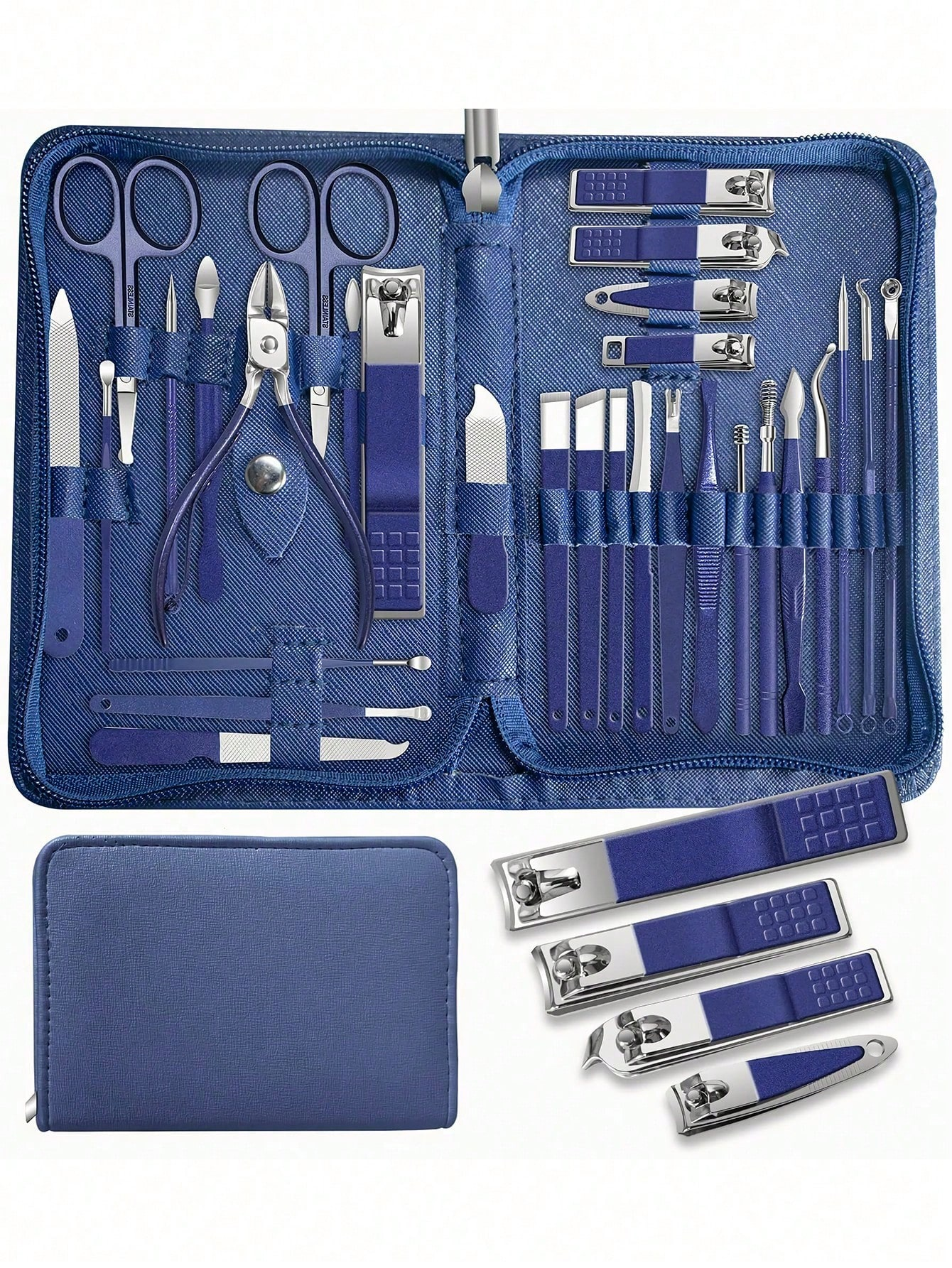 Manicure Set Nail Clippers Pedicure Kit, Stainless Steel Nail Care Tools Grooming Kit with Luxurious Travel Leather: light green