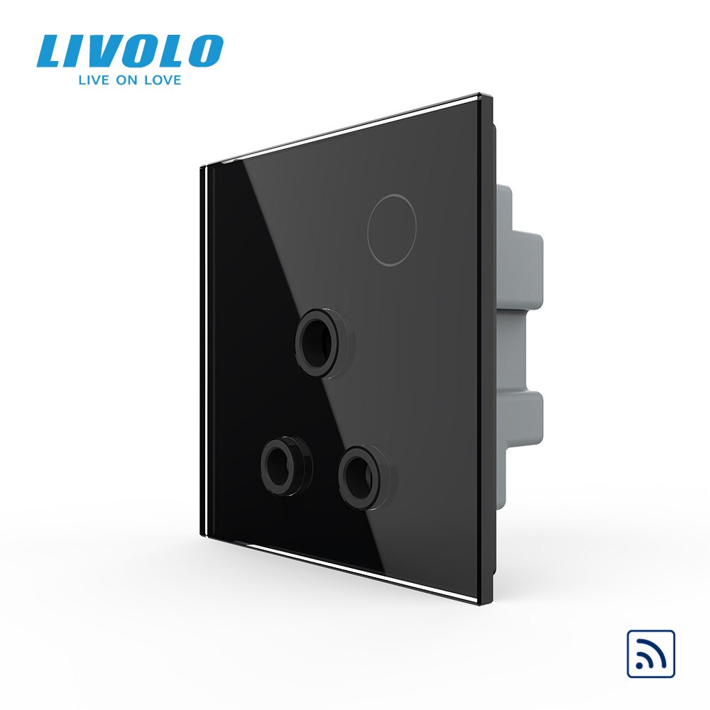 Livolo UK standard 15A Wall Power Socket, Touch Function Control, Ground Wires Link, 220-250V, Remote Control: Black Remote
