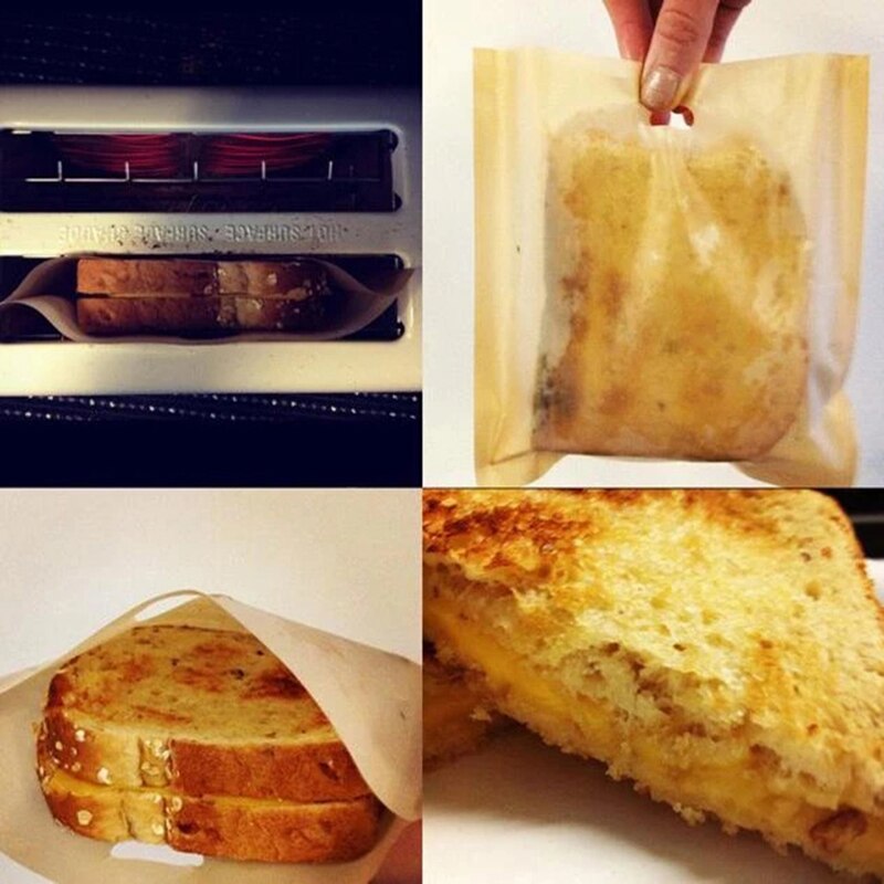 5 Pcs/set Toaster Bag Non Stick Bread Sandwich Bag Fiberglass Reusable Toast Microwave Heating Pastry Tools