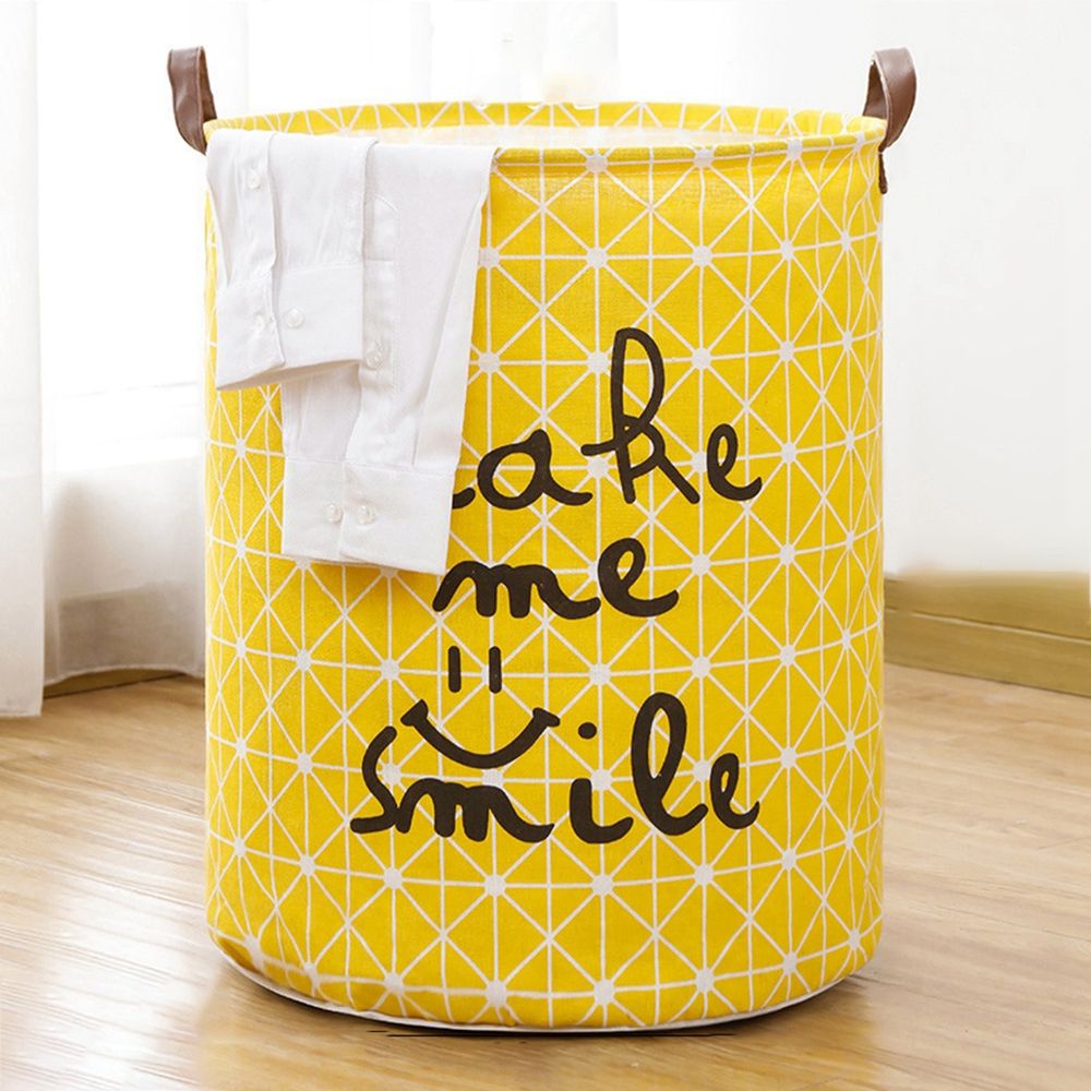1 Pc Cat Print Laundry Basket Large Capacity Round Toy Storage Box Save Space Folding Laundry Bucket Household Supplies: C