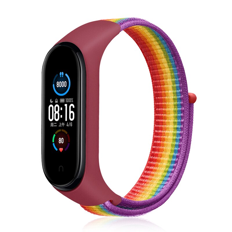 Bracelet de rechange pour xiaomi mi band 6, boucle en Nylon, accessoires pour montre connectée Mi band 5 4 3 7: Pride Edition27 / For Mi band 7