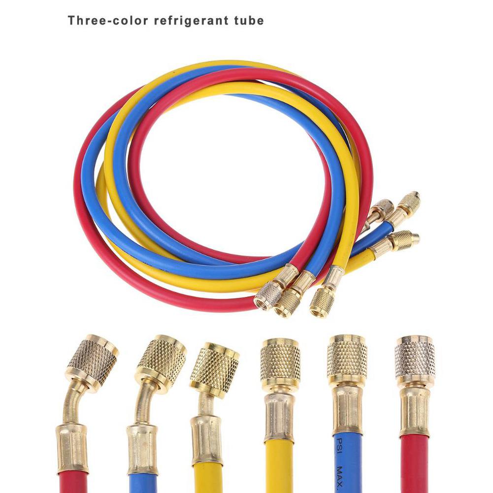 3Pcs/set 60 inch AC Freon Charging Hose HVAC Refrigerant R12 R22 R502 R134A R410A Car Air Conditioning Refrigeration Tube 1.5m