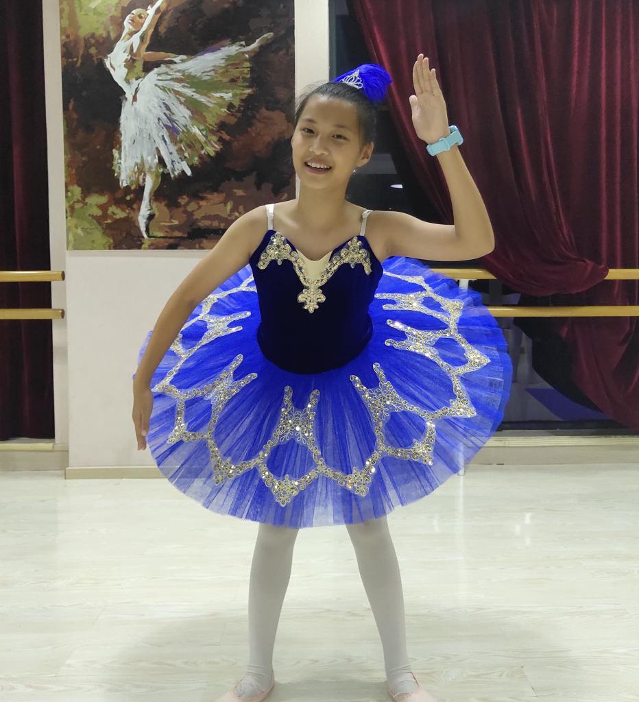 Blue White Swan Children Ballet Dance Costume Adult Tutu Princess Dress Paltter Ballet Tutu For Girls Kids Women: Blue / 165CM