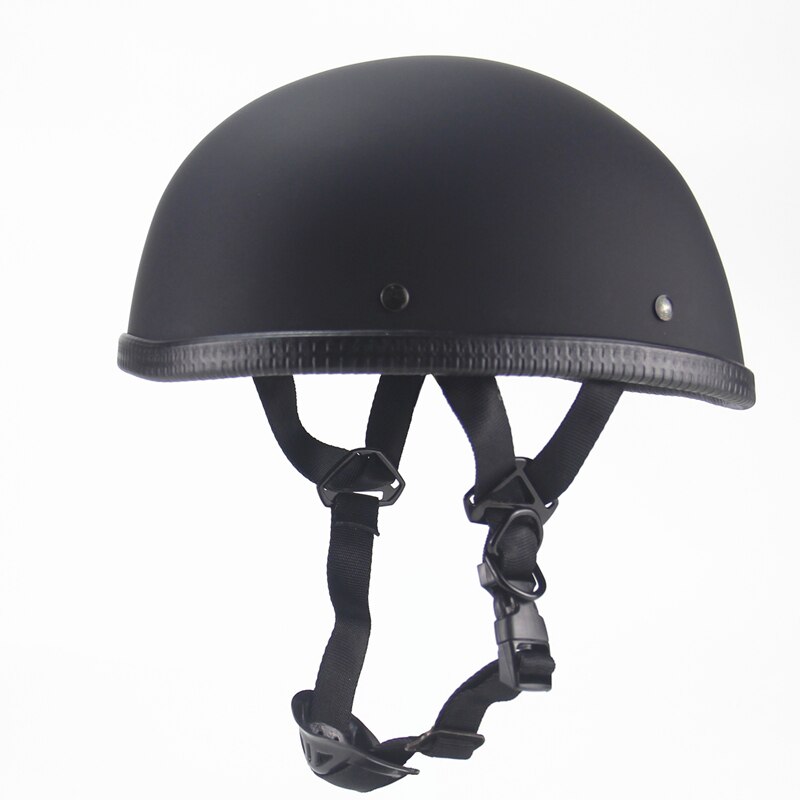 Vintage Half Face Motorcycle Helmet Retro German Kask Cafe Racer Scooter Cruiser Capacete approved,ABS: Matte Black / S