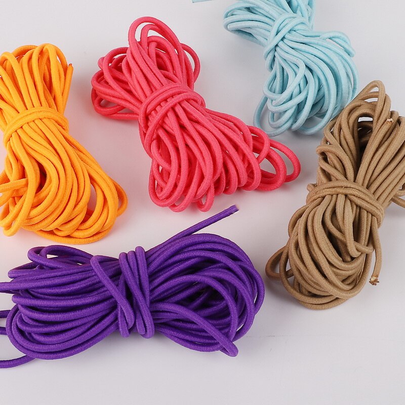 Cuerda elástica de 5 metros de largo, 2,5mm de ancho, banda de goma redonda colorida de , línea elástica para accesorios de costura artesanal