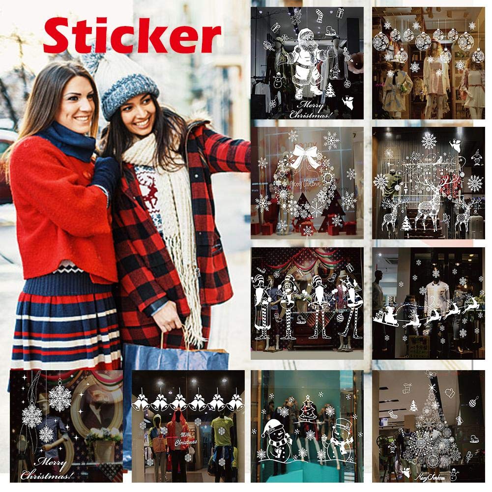 Brand Christmas Window Stickers Static Electricity White Sticker For Home Showcase Decor Removable