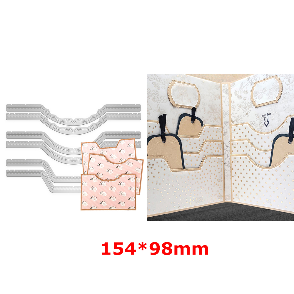 Metal Cutting Dies Pull-out Corner Pocket Slot Edge Frame for DIY Scrapbooking Album Decorative Paper Card Die Making Template: deep gray