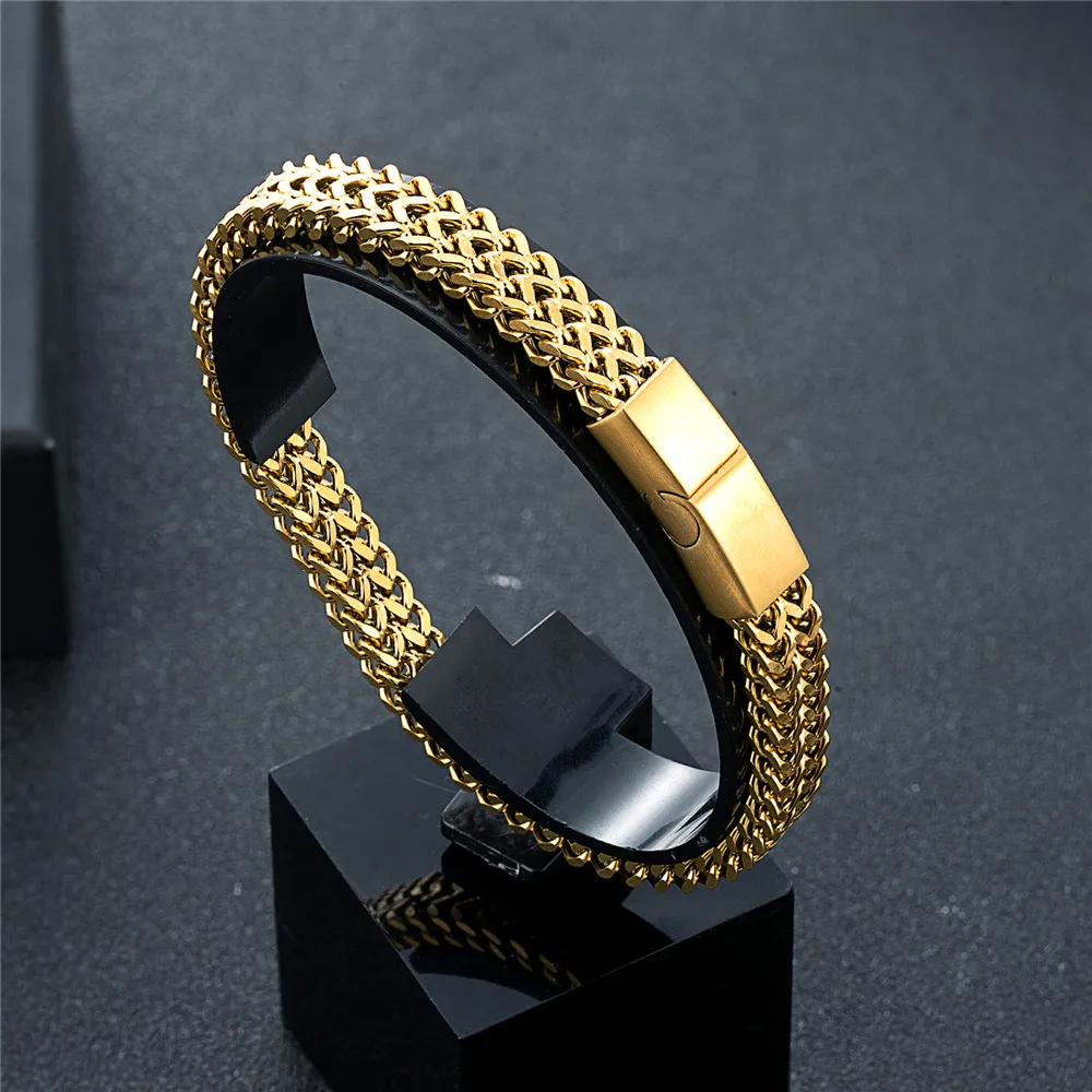 MKENDN 8MM Blauw Rvs Kinketting Armband Mannen Vrouwen Ketting Armbanden & Bangles Hip Hop Biker Sieraden: 23cm / VERMEIL