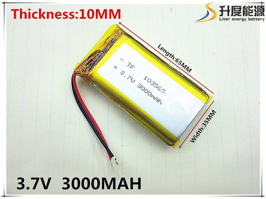 li-po 1pcs/lot 103565 3.7 V lithium polymer battery 3000 mah DIY mobile emergency power charging treasure battery