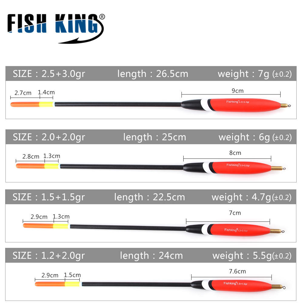 FISH KING-flotador de pesca Bobber de abeto, 5 estilos, tamaño mixto 20cm-26,5 cm, boya de roca oceánica de cobre, aparejos de pesca de carpa: 6109-4pcs