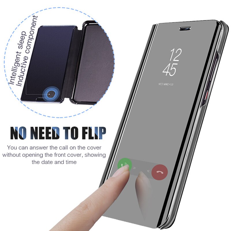 Dla huawei p40 lite E przypadku inteligentne lustro klapki przypadki dla huawei p 40 światła E p40lite p40liteE telefon pokrywa stojak book coque fundas
