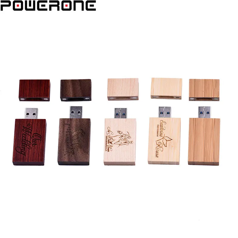 1 Uds. Unidades Flash USB con logotipo personalizado gratis, unidad colgante de bloque de madera de 64GB, unidad de bolígrafo de de boda de 32GB, memoria USB 2,0 de 16GB, 8GB, 4GB