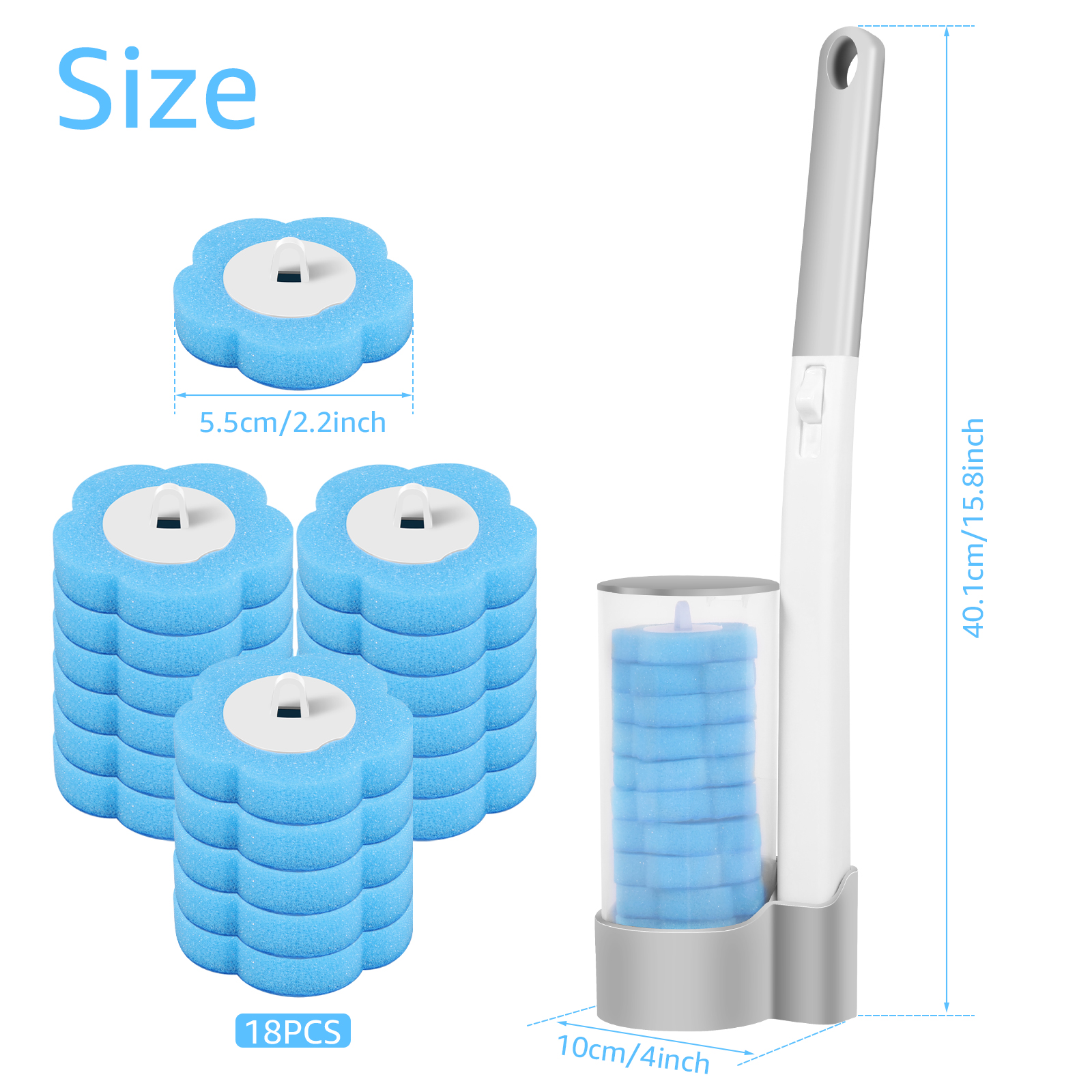 18/24 PCS Disposable Toilet Brush Wall-Mounted Cleaning Tool for Bathroom With Long Handle Replacement Brush Head Wc Accessories