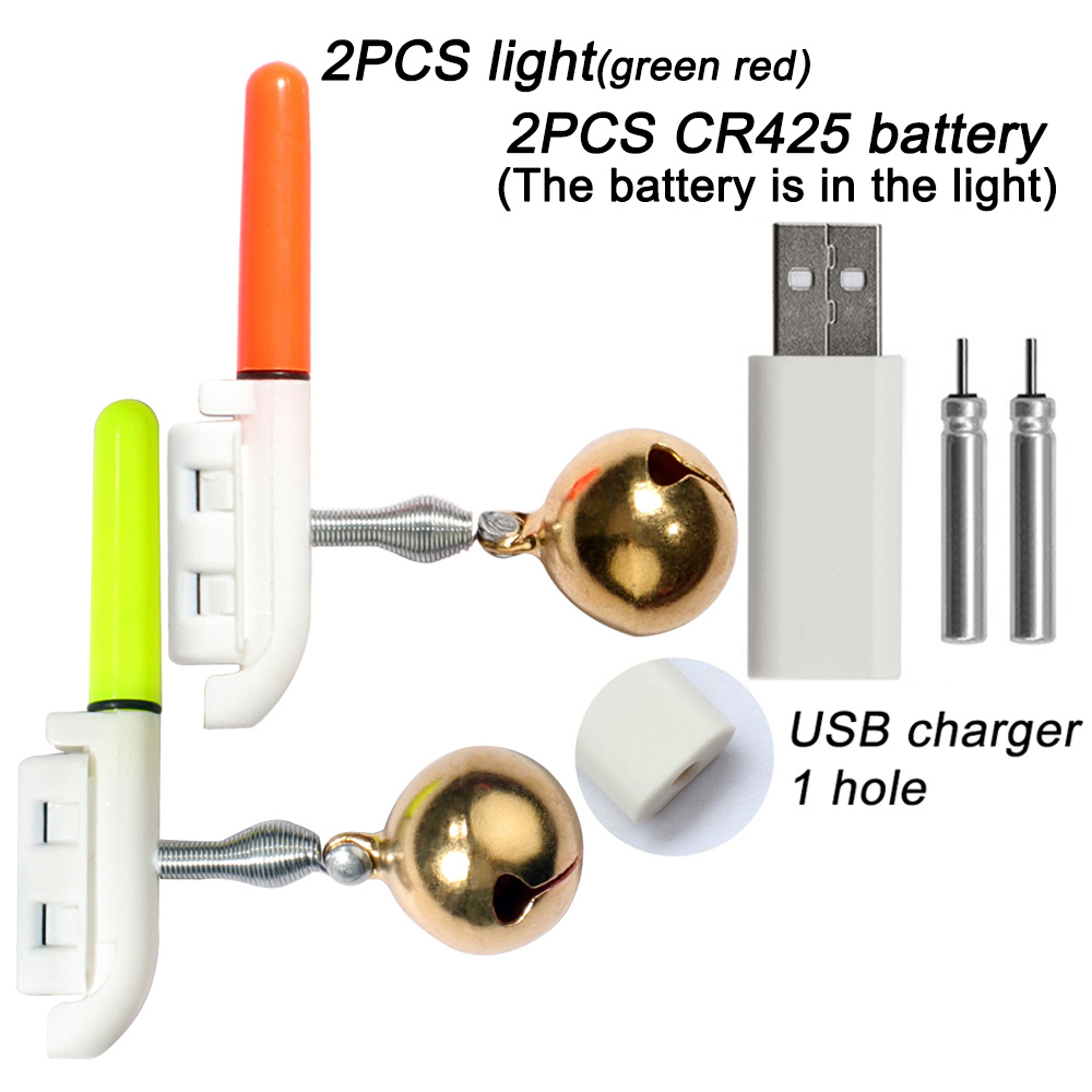 Sonnette d'alarme de morsure de poisson, chargeur USB CR425 3.6V, lampe à capteur de batterie, Kit d'outils de nuit lumineux, tige de Pesca, matériel lumineux, Flash LED: Bleu
