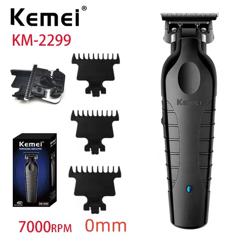 Kemei 2299 tondeuse à cheveux sans fil pour coiffeur Machine professionnelle pour couper les cheveux avec finition électrique 0mm: GRIS