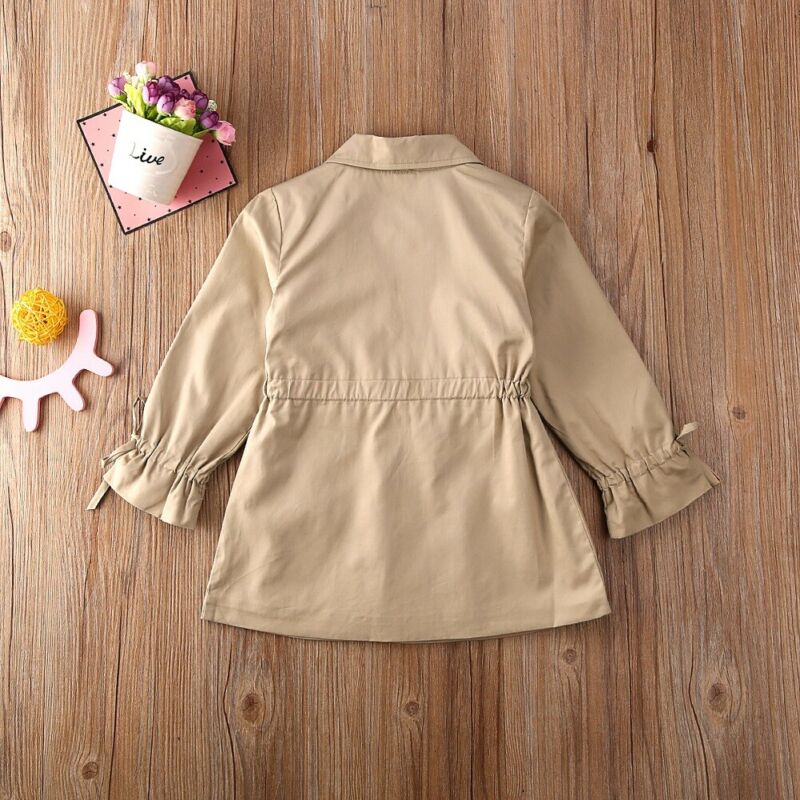 1-7Y chaqueta de viento para bebé chico niña gabardina botón sólido largo Parka abrigo Parka prendas de vestir cálido