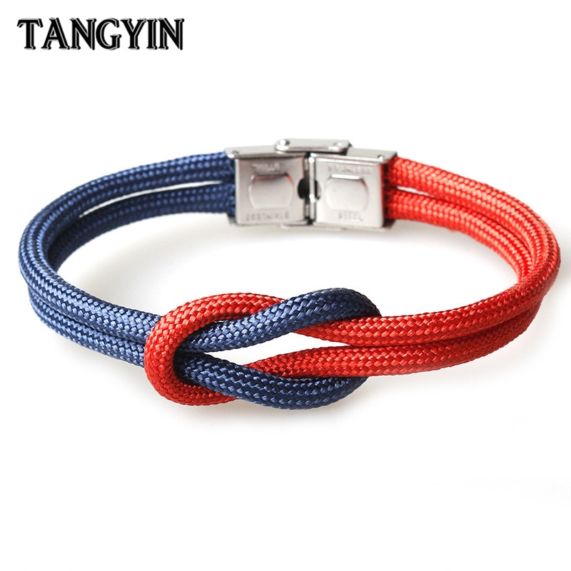 Trend Charm Paraplu Touw Gevlochten Armband Mannen Homme Femme Roestvrij Stalen Gesp Handmatige Diy Paar Armbanden Voor Vrouwen