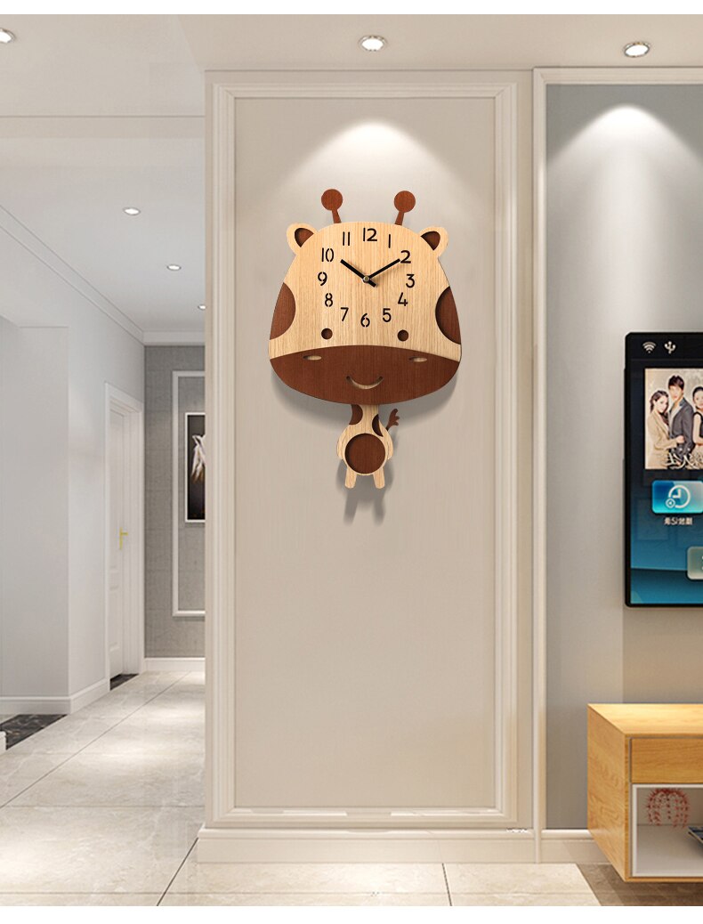 Crianças relógio de parede sala estar moda girafa digital relógio de parede criativo quarto reloj pared decoração chambre enfant bh50hh