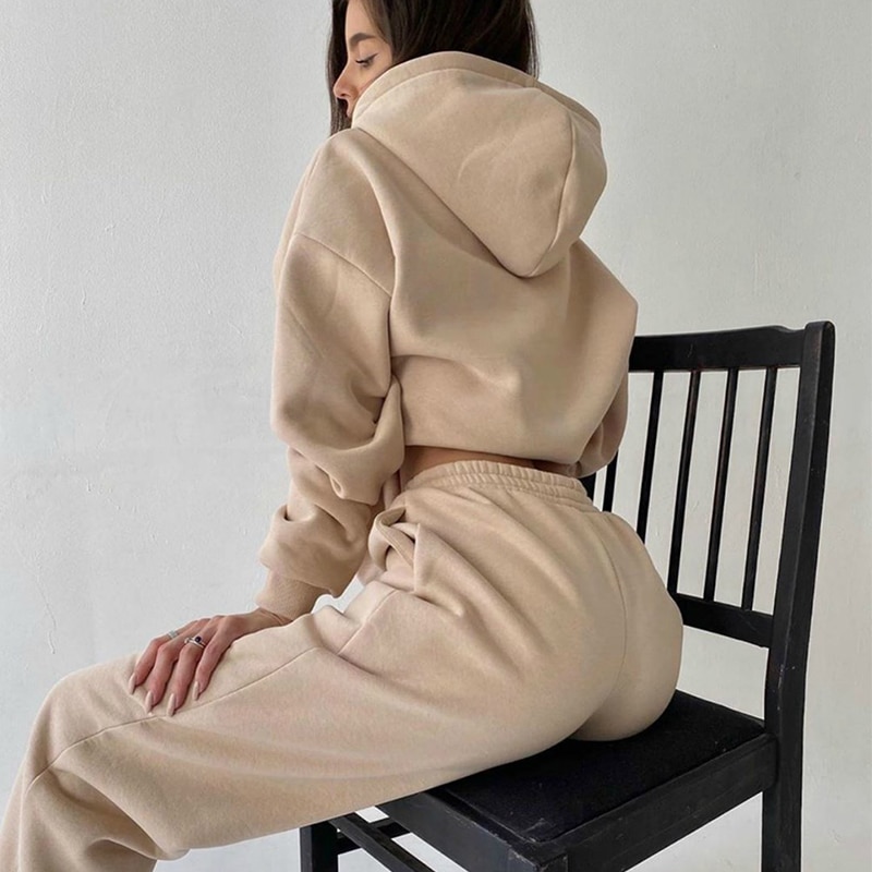 Ensemble de 2 pièces pour femmes, tenue d'automne et d'hiver, survêtement à manches longues, vêtements de sport pour dames, haut + pantalon, Jogging, à la ,