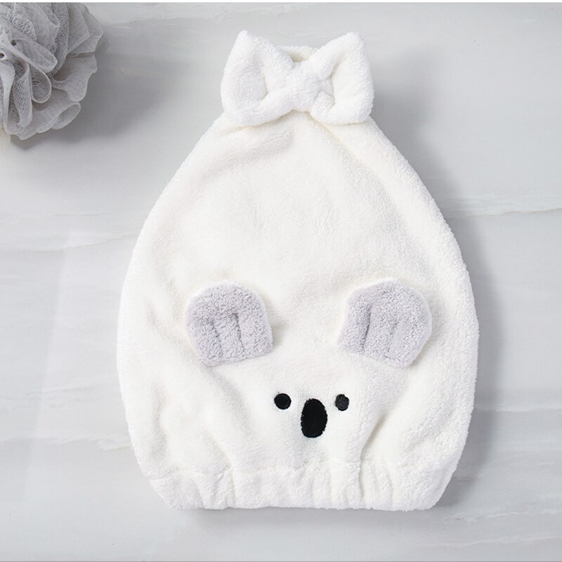 Dessin animé Koala Salle De Bain Magique Microfibre Cheveux Serviette Pour Les Femmes Adultes Serviettes Serviette De Bain Chapeau Casquette Turban Sèche: TW200004WH
