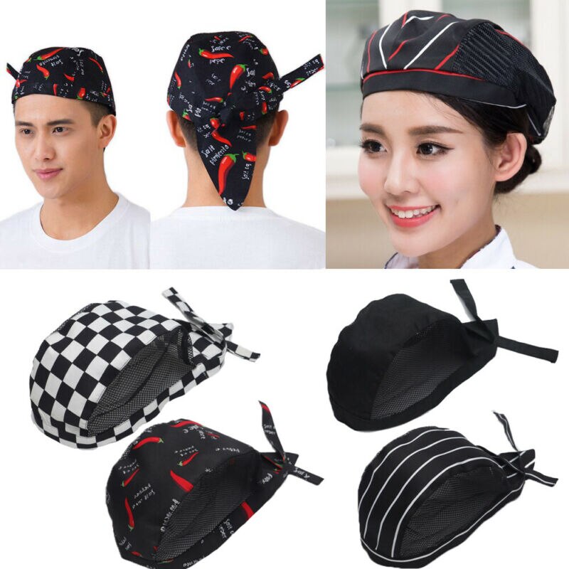 Malla de retales para hombre y mujer, Chef, cocinero de cocina de restaurante, sombreros de Ropa de Trabajo, Boina, Hotel, Bakey, camarero de café con tapa respirable