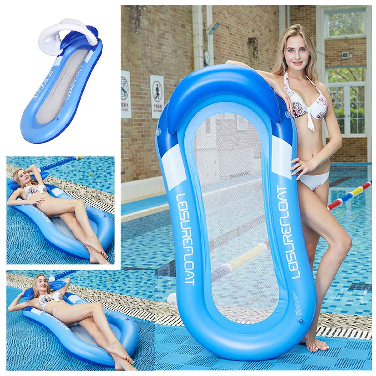 160x90cm Wasser Deck Stuhl Aufblasbare Pool Float Sommer Luft Bett Klapp Strand Liege Schwimm Bett Aufblasbare Floß schwimmen Board