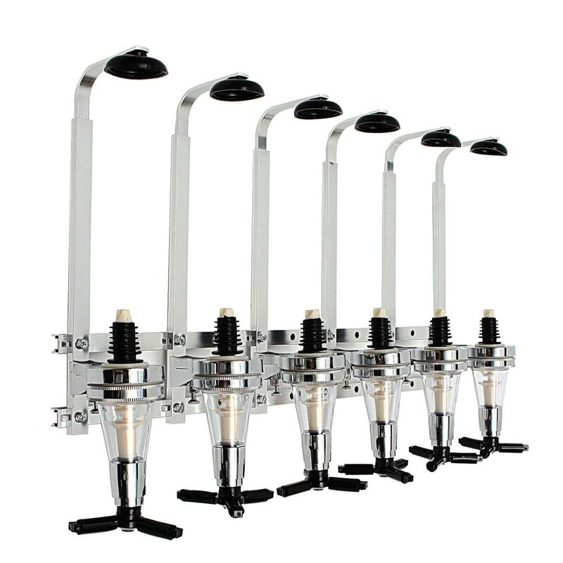 6 Bottle Bar Beverage Liquor Dispenser Holder Alcohol Drink Shot Wall Mounted 6 Station Beer Wine Pourers Divider Dispensary: Default Title