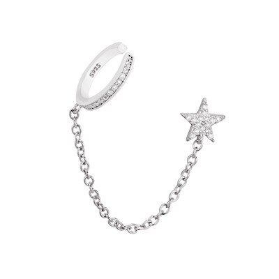 Slovecabin Echte 100% 925 Sterling Silver Star Crystal Ketting Oor Manchet Oorbellen Voor Vrouwen Bruiloft Fijne Sieraden Maken: Silver