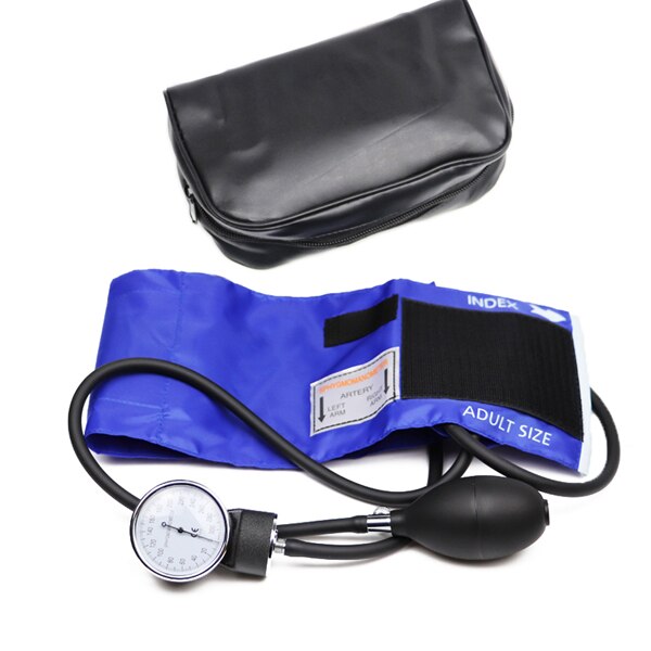 Adult Manual Blood Pressure Monitor BP Cuff Upper Arm Aneroid Sphygmomanometer Tonometer with Pressure Gauge: Blue