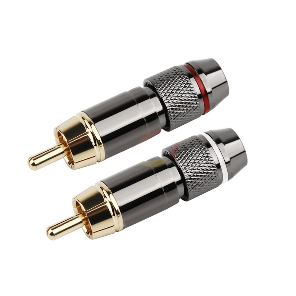 RCA Connector Gold-Plated Lotus Head Video Audio Cable Connector Supports 6MM Cable RCA Male Plug Adapter Solder AUX Cable Plug