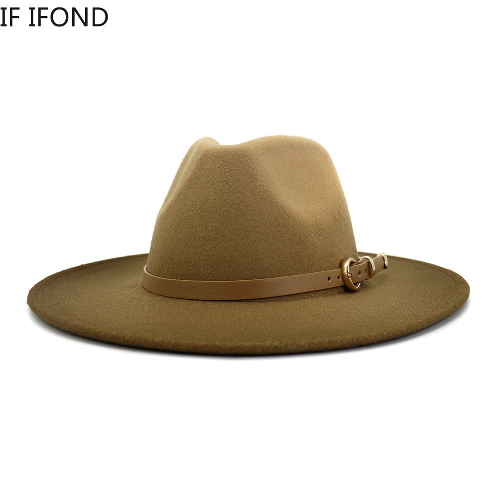 Vinter efterår kvinder mænd uld trilby filt fedora hat retro bred brede gentleman gradient farve jazz hætter