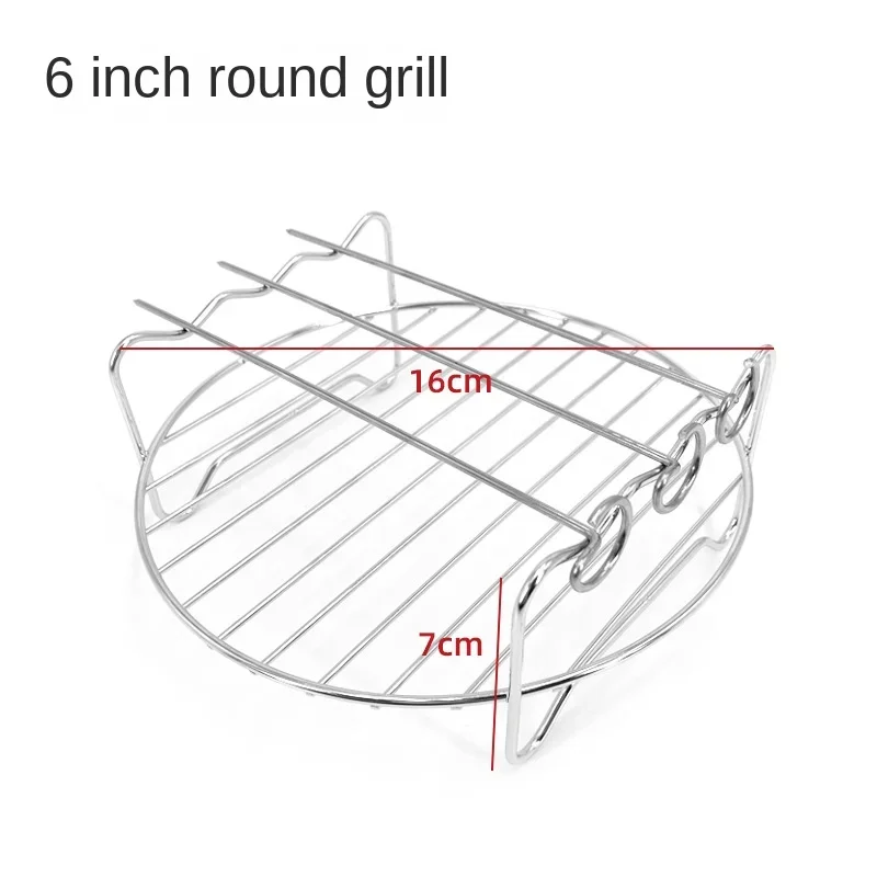 Roestvrijstalen grill 6/7/8 inch luchtfriteuse Stoomgrill met grillnet Mini ronde grill Gegrilde visrek Luchtfriteuseaccessoires: Sky Blue
