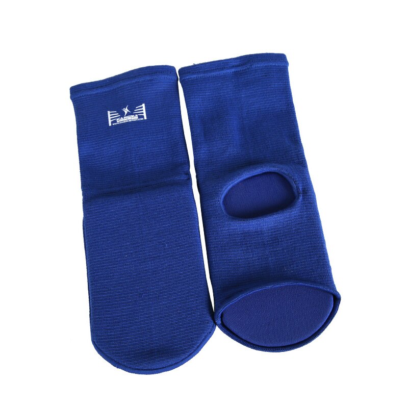 MMA Karate Taekwondo kick boxing ankle protector instep guard shoes support socks adult child cotton football foot supporter: Blue / 120 to 150cm