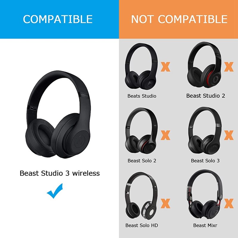 1 Pair Earphone Inner Shell Replacement for Beats Studio 3.0 Wireless Headphones Repair Parts