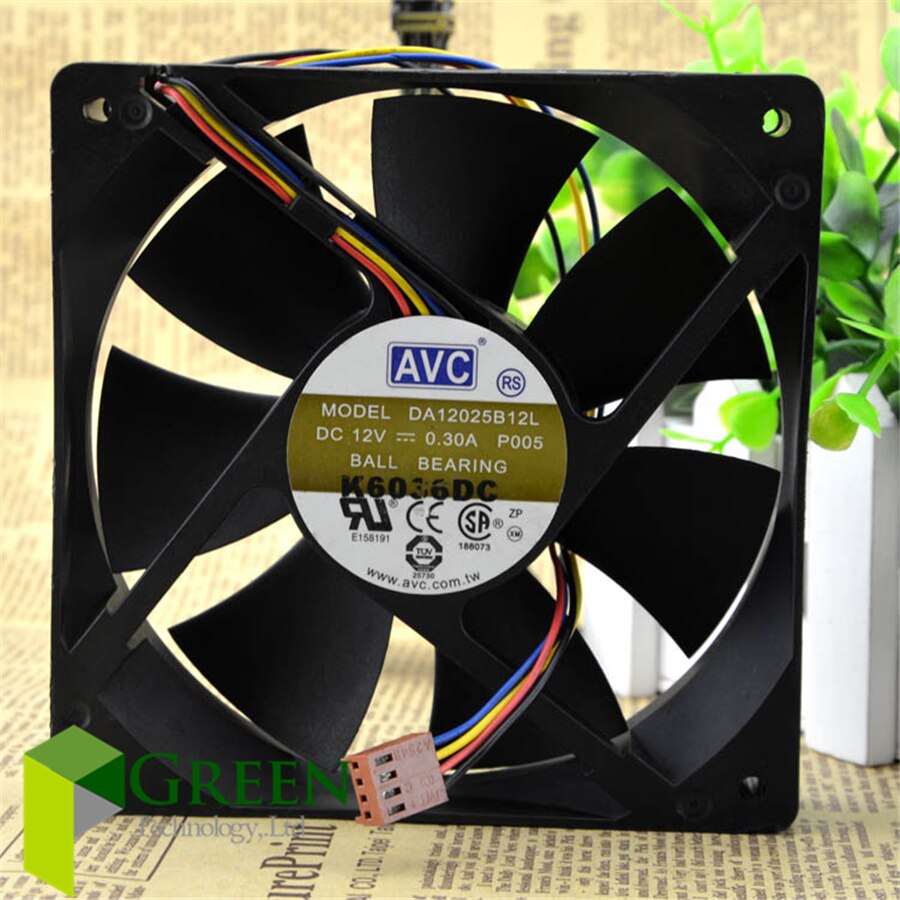De Originele DA12025B12L 120Mm 1225 12025 120*120*25Mm 12*12*2.5Cm Chassis ventilator Met Kogellager 12V 0.3A 4PIN