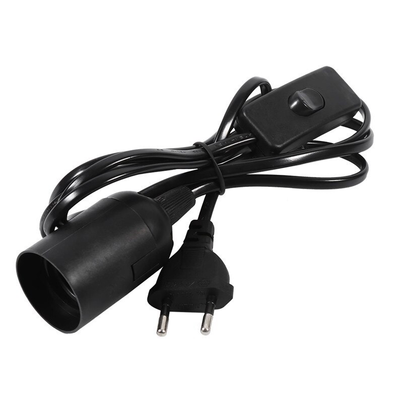 Cable de alimentación de 1,8 m Bases de lámpara E27 enchufe de la UE con interruptor, Cable para bombilla LED colgante e27, soporte de casquillo de suspensión