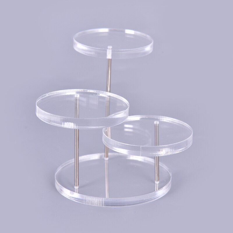 3 Lagen Ronde Acryl Sieraden Display Standaard Ketting Oorbel Ring Show Rack: Clear