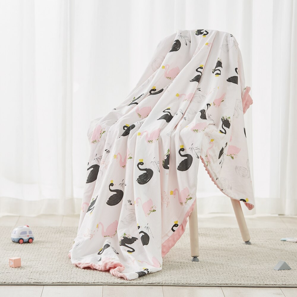 Vändbar unisex barnsmjuk babyfilt minky dot korallfleece mjuk termisk linda sängkläder set bomullsquilt
